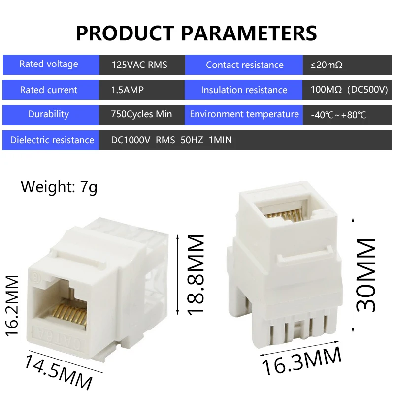 10 pces cat6a utp ethernet módulo de rede rj45 keystone jack tomada de computador adaptador cabo jack plugue de parede conector