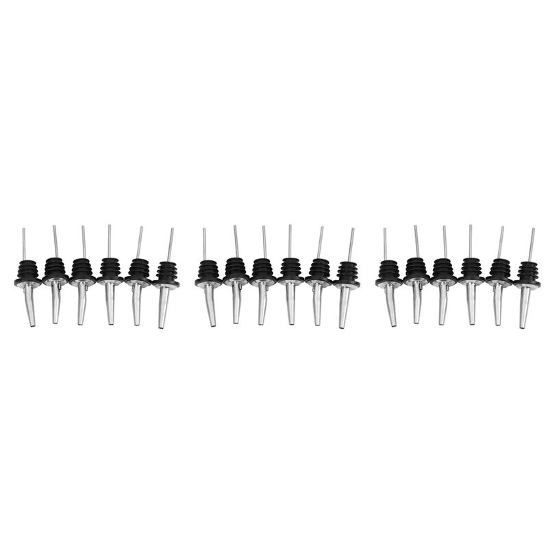 18Pcs Stainless Steel Spirit Wine Bottle Pourer Stopper Free Flow Liquor Cocktail