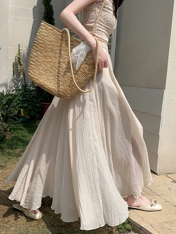 

Рекомендованная Эмили Клуд: Льняная юбка А-силуэта в пол для женщин, летняя, стройнящая, скрывающая бедра, с полной передней вставкой