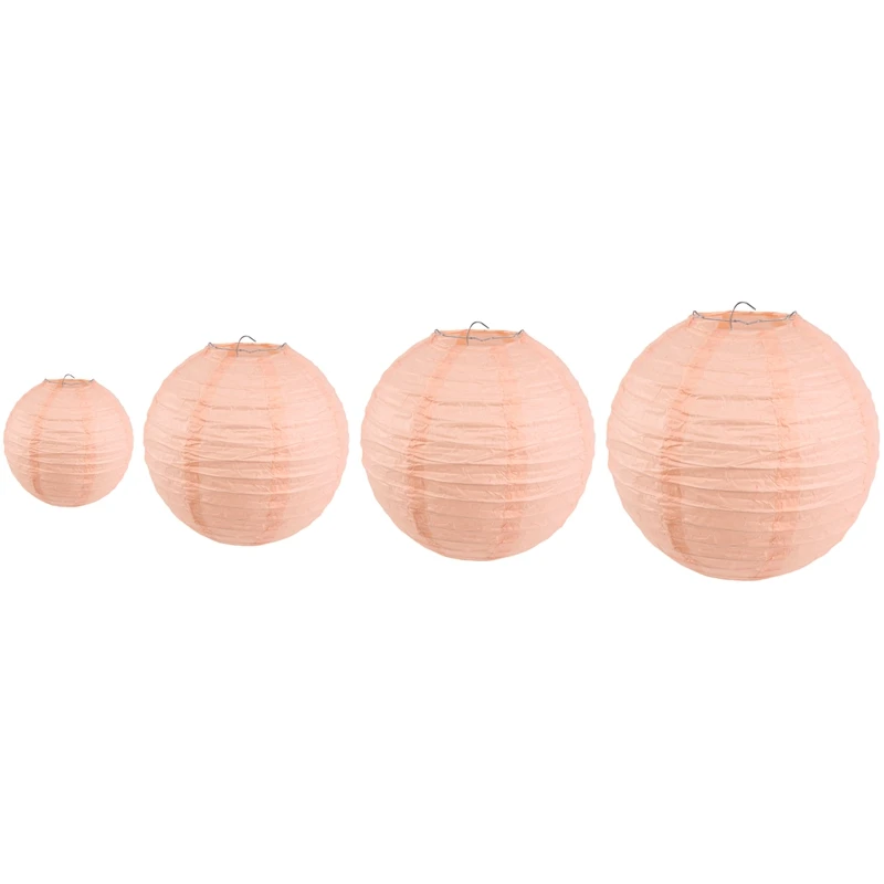 20 Pcs 6 Inch-12 Inch Peach Paper Lantern Chinese Assorted Sizes Round Lampion For Wedding Party Outdoor Indoor Hanging Decor