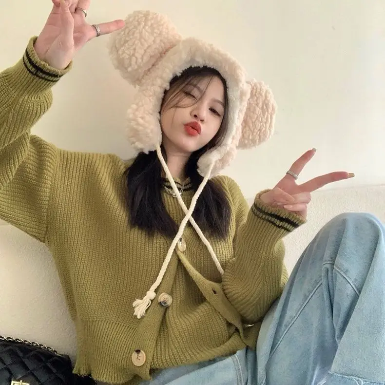 Koreanische gestrickte Leibchen Strickjacke zweiteiliges Set für Frauen lose Design kurze Pullover Weste Set