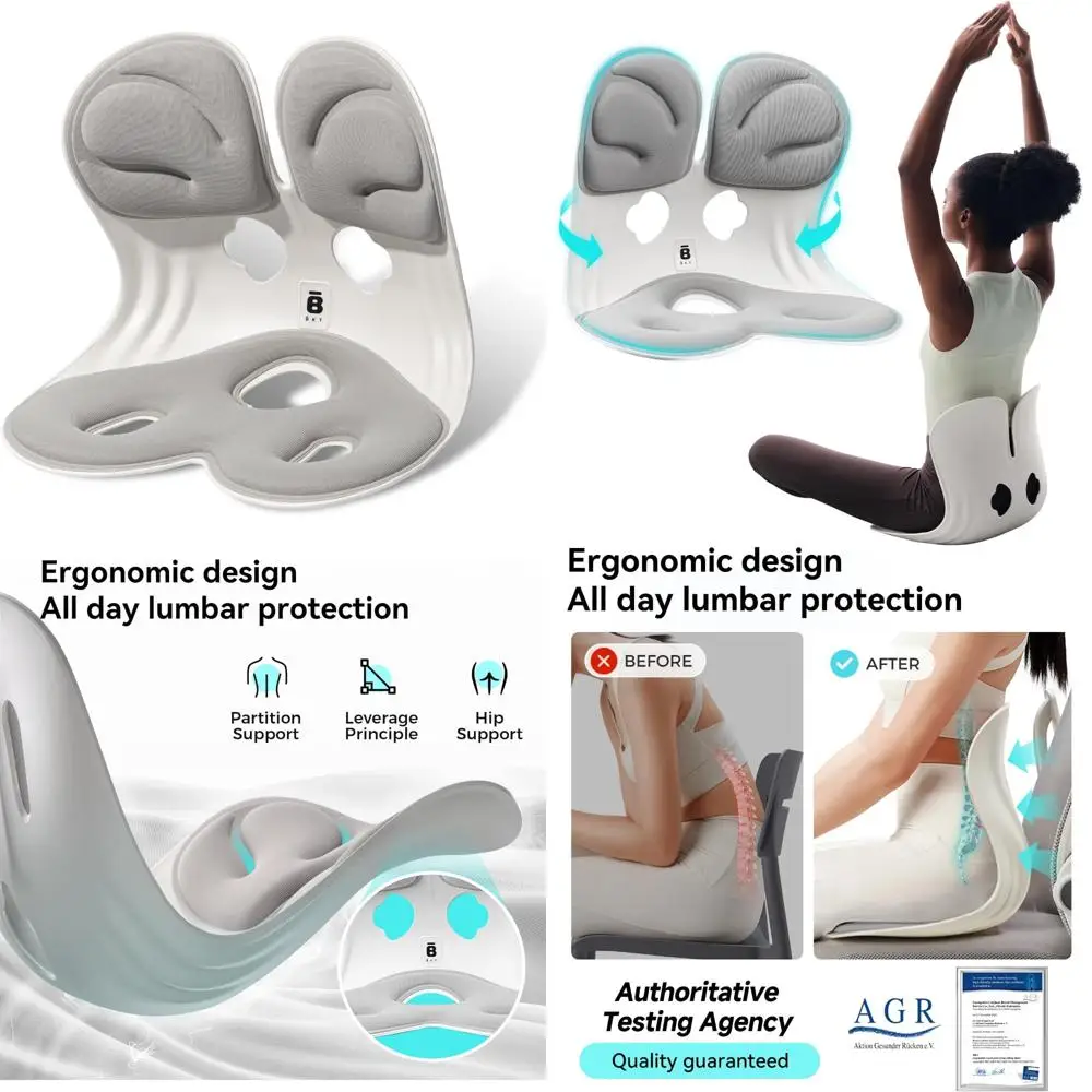 

BKT Seat Cushion Chair Ergonomic Office Chair Cushions Lumbar Support for Seat Pillow Ideal for Students Office Workers Nursing