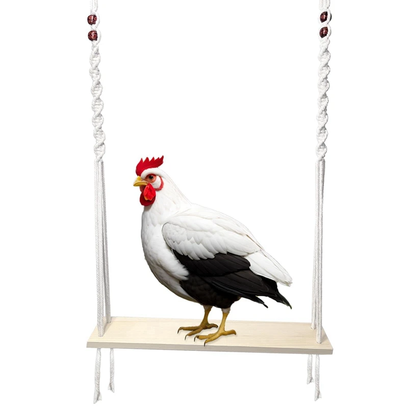 Swing Toy For Large Chicken Coop, Chicken Enrichment Toy For Hens And Roosters, Wooden Chicken Coop Accessories