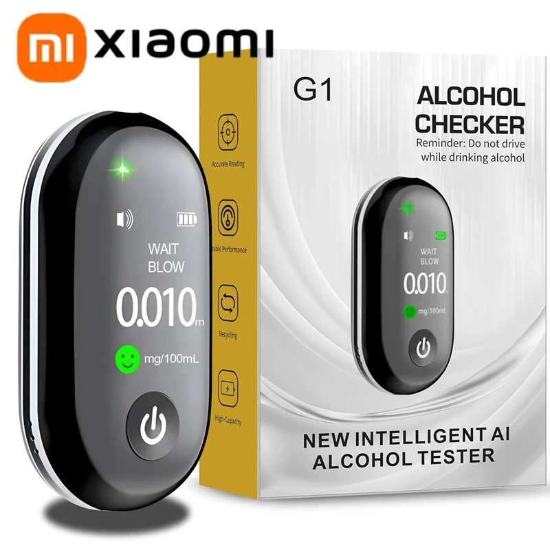 

Xiaomi Mini Portable Digital Breath Alcohol Tester Professional Breathalyzer With LCD Display Electronic Alcohol Tester 2025 New