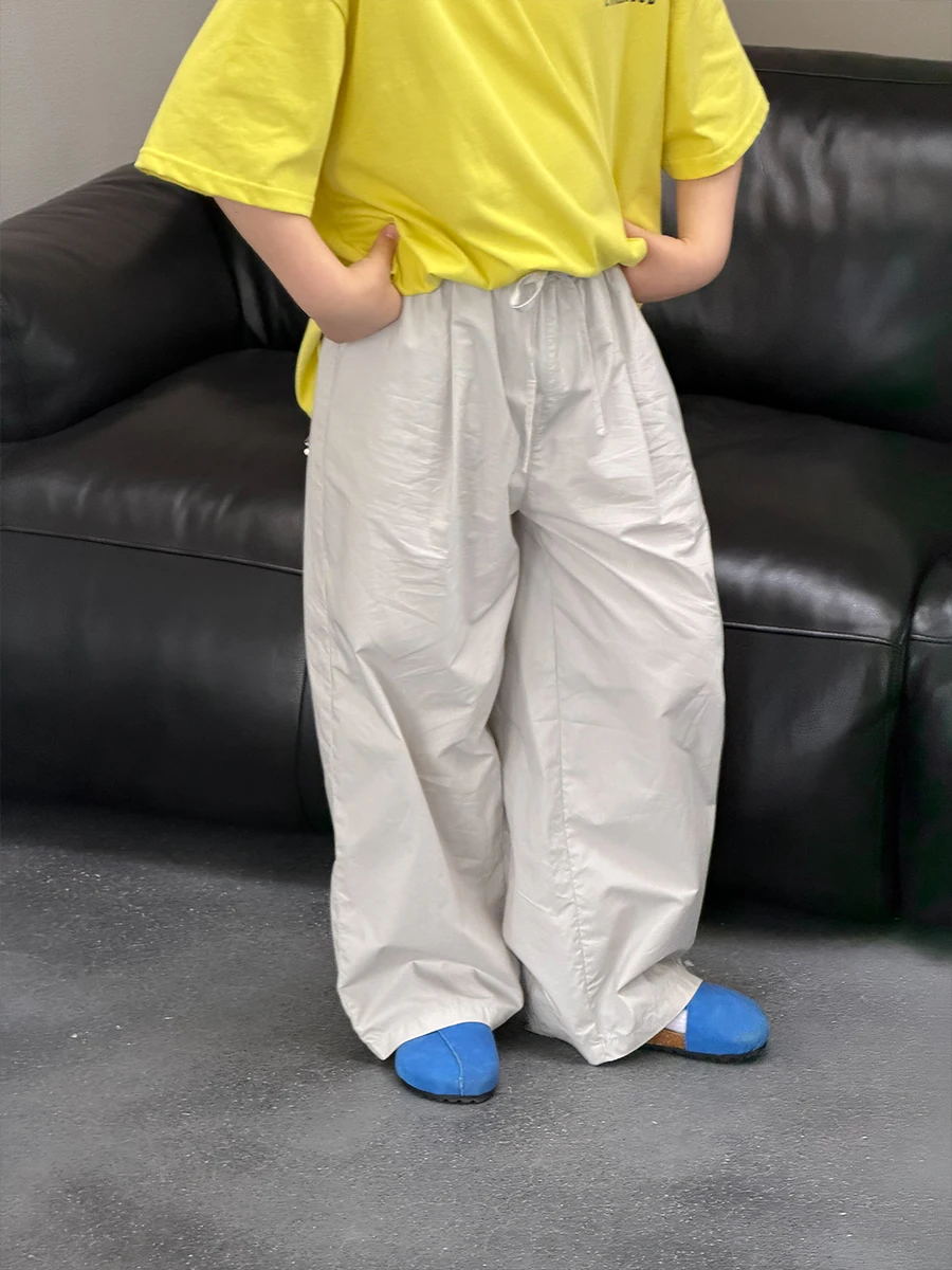男の子夏用薄手ストレートレッグカジュアルパンツ蚊よけ作業服ズボン子供用夏用ロングパンツ綿ポリエステル混紡