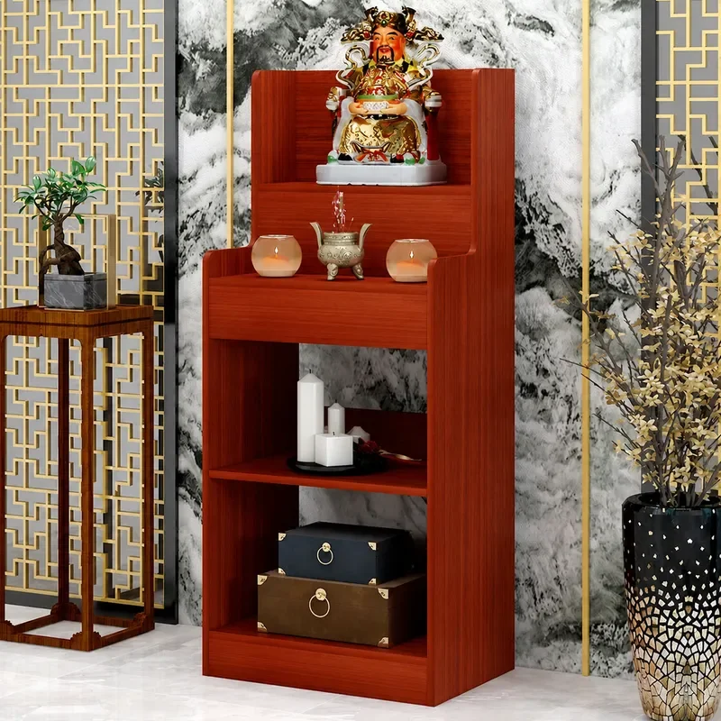 New Chinese Style Buddhist Shrine Cabinet God of Wealth Offering Table Household Incense Case for Buddha Statue Guanyin
