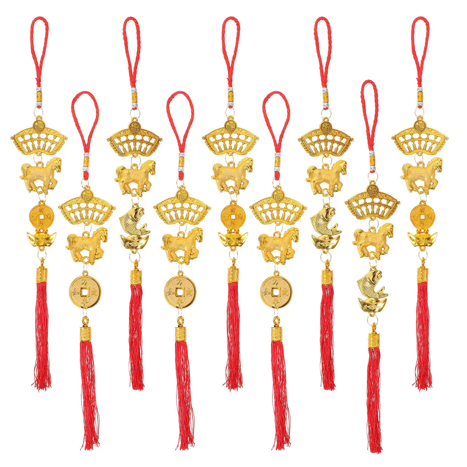 9pcs Hanging Ornaments 2026 Of The Horse Knot Charm For Lunar New Year Decor Festival Tree Car Rearview Mirror Asian New Year