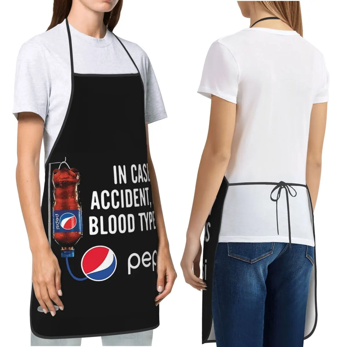 In Case Of Accident My Blood Type Is Pepsi Apron Chef Cooking Baking Tablier Bib Kitchen Cleaning Pinafore Women Men Gardening