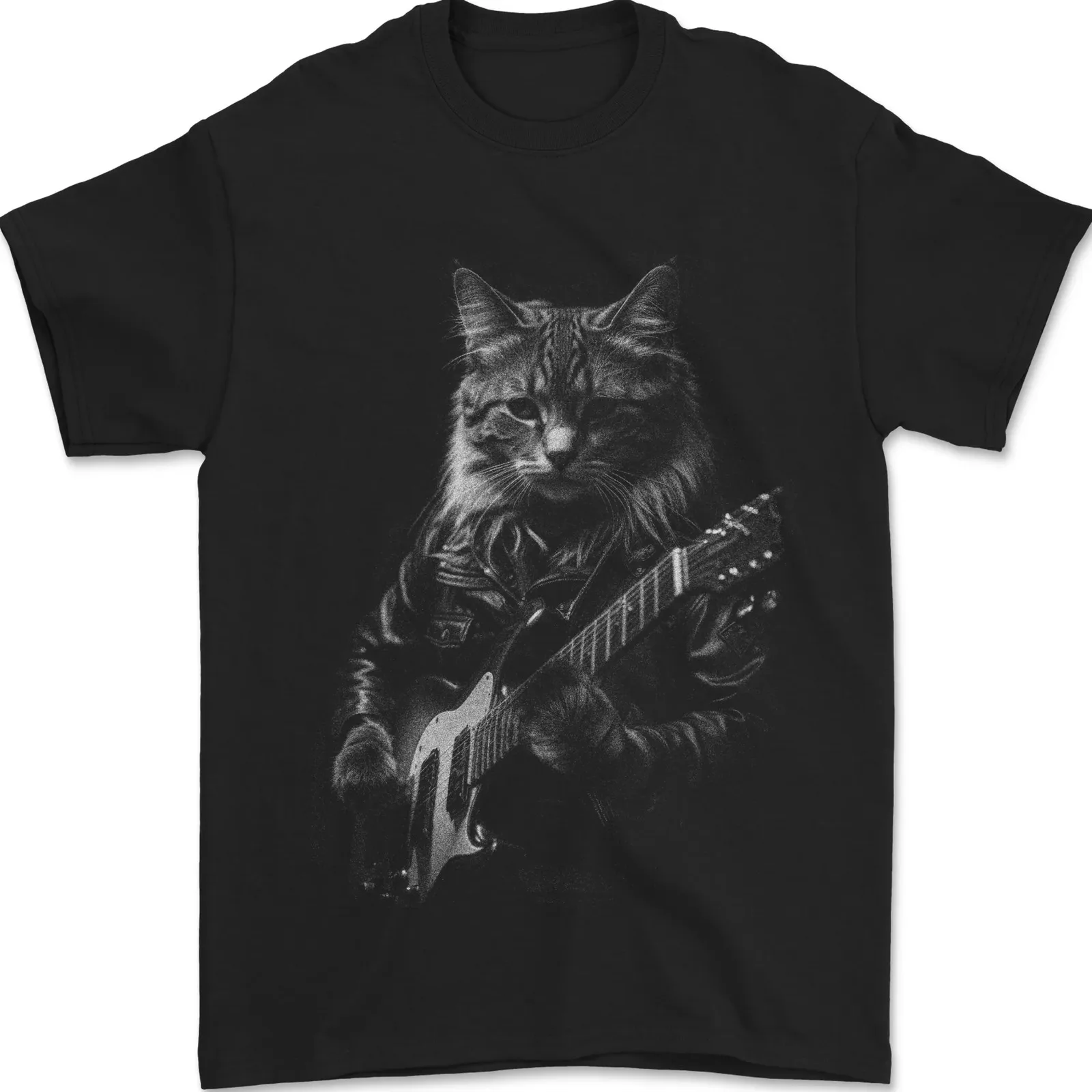 

Мужская Футболка Rock Cat с электрогитарой, 100% хлопок