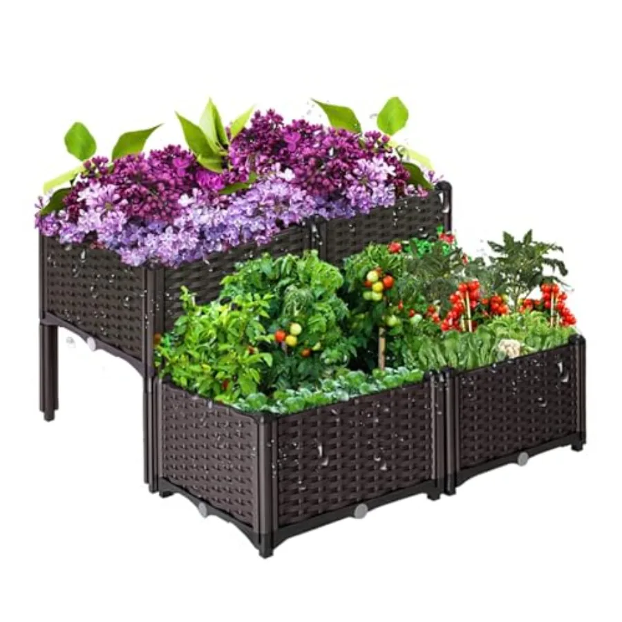

Приподнятая грядка на ножках для уличных растений, садовый ящик с дренажным отверстием, 31 x 31 x 17 дюймов, из полипропилена