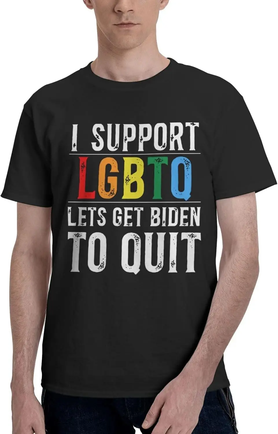 I Support LGBTQ Let's Get Biden to Quit T-Shirt Vintage Short-Sleeve