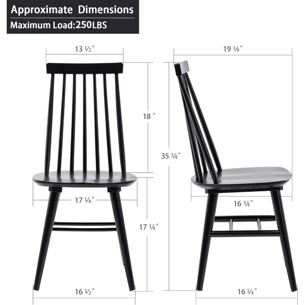 مجموعة من كرسيين لتناول الطعام، كرسي طعام خشبي، كرسي مطبخ مسطح بظهر نودلز، أسود #3