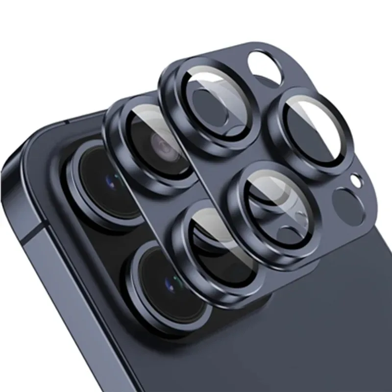 Protecteur d'objectif de caméra en métal, 2 pièces, pour IPhone 15 14 13 Pro Max Plus 12 Mini 15Pro, couvercle arrière en verre trempé, accessoires