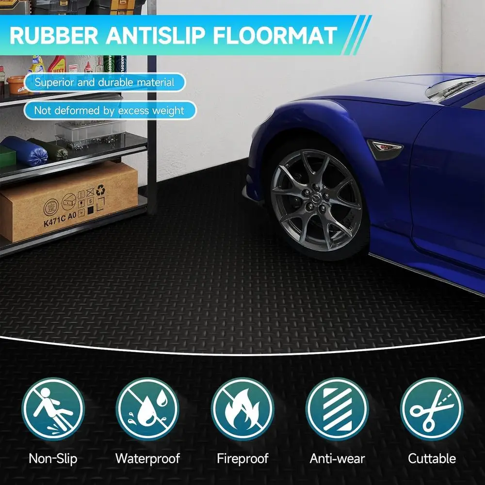 حصيرة أرضية جراج 8 × 25 قدمًا، لوحة ماسية سميكة من مادة PVC، لفة أرضية للسيارة تحت السيارة، سجاد مواقف السيارات في المرآب لـ Com