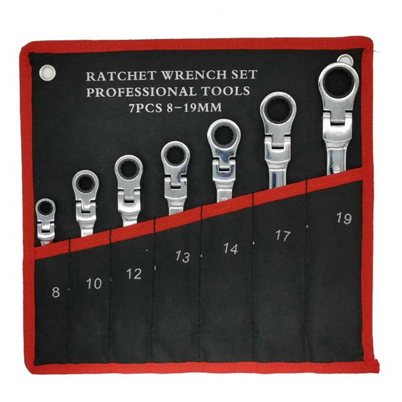 Conjunto de chave de catraca de 7 peças, combinação métrica padrão, conjunto de chaves de catraca para reparo de carro e reparo doméstico