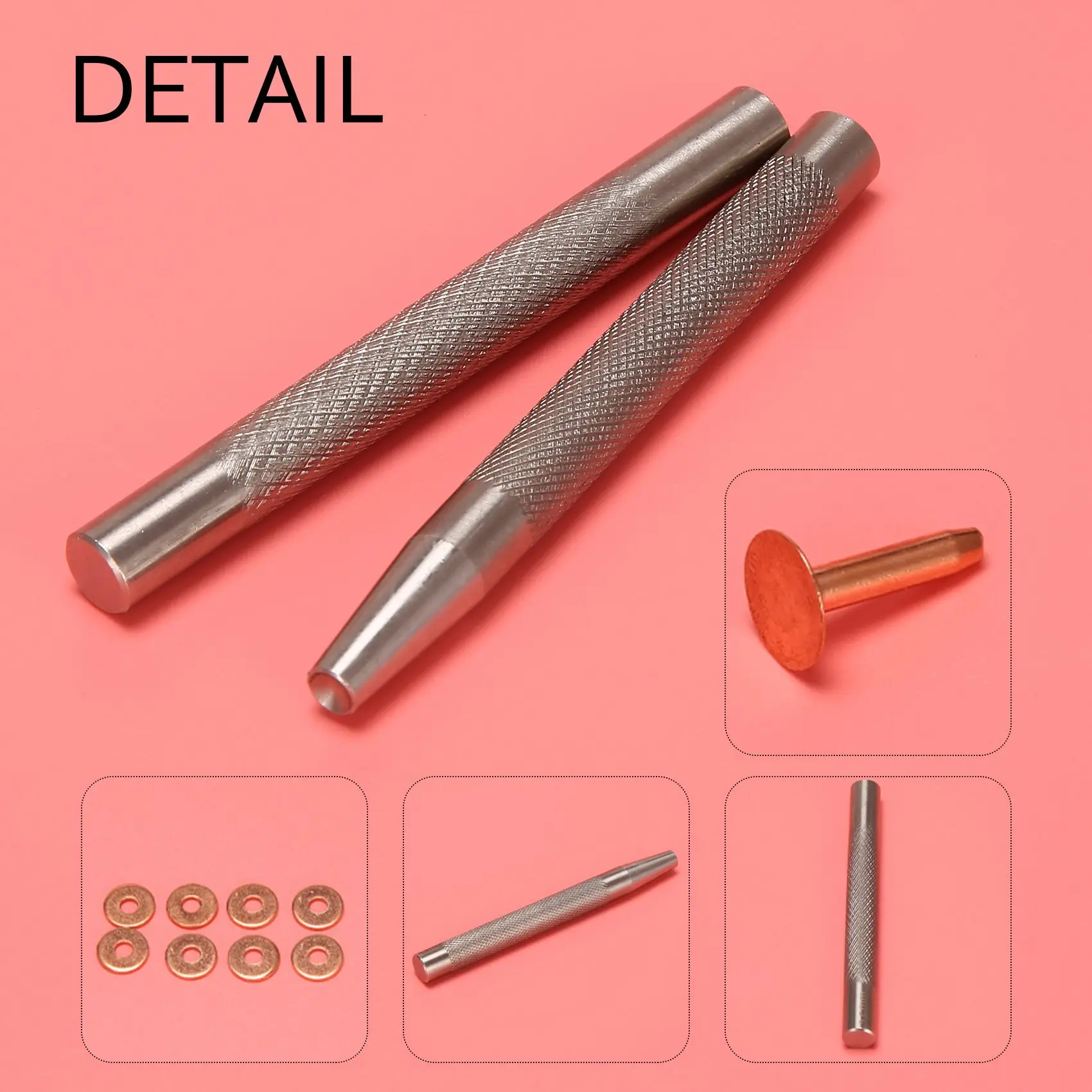 Lot de 20 rivets et fraises en cuivre (14mm et 19mm) avec 2 outils de poinçonnage pour l'environnement, sacs, colliers, artisanat du cuir