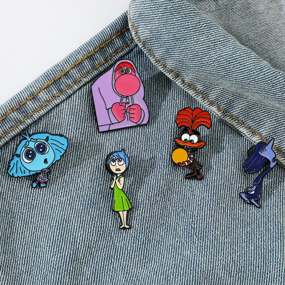 New Disney Cartoon Enamel Pins Cute Inside Out 2 Brooches Pin Ladies Brooch Boys Shirt Badge Hat Gift for Friend Fashion Jewelry