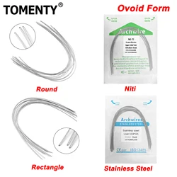 10pcs TOMENTY Dental Arch Wires Orthodontic Super Elastic NITI Stainless Steel Round Rectangle Ovoid Form Archwire Upper Lower