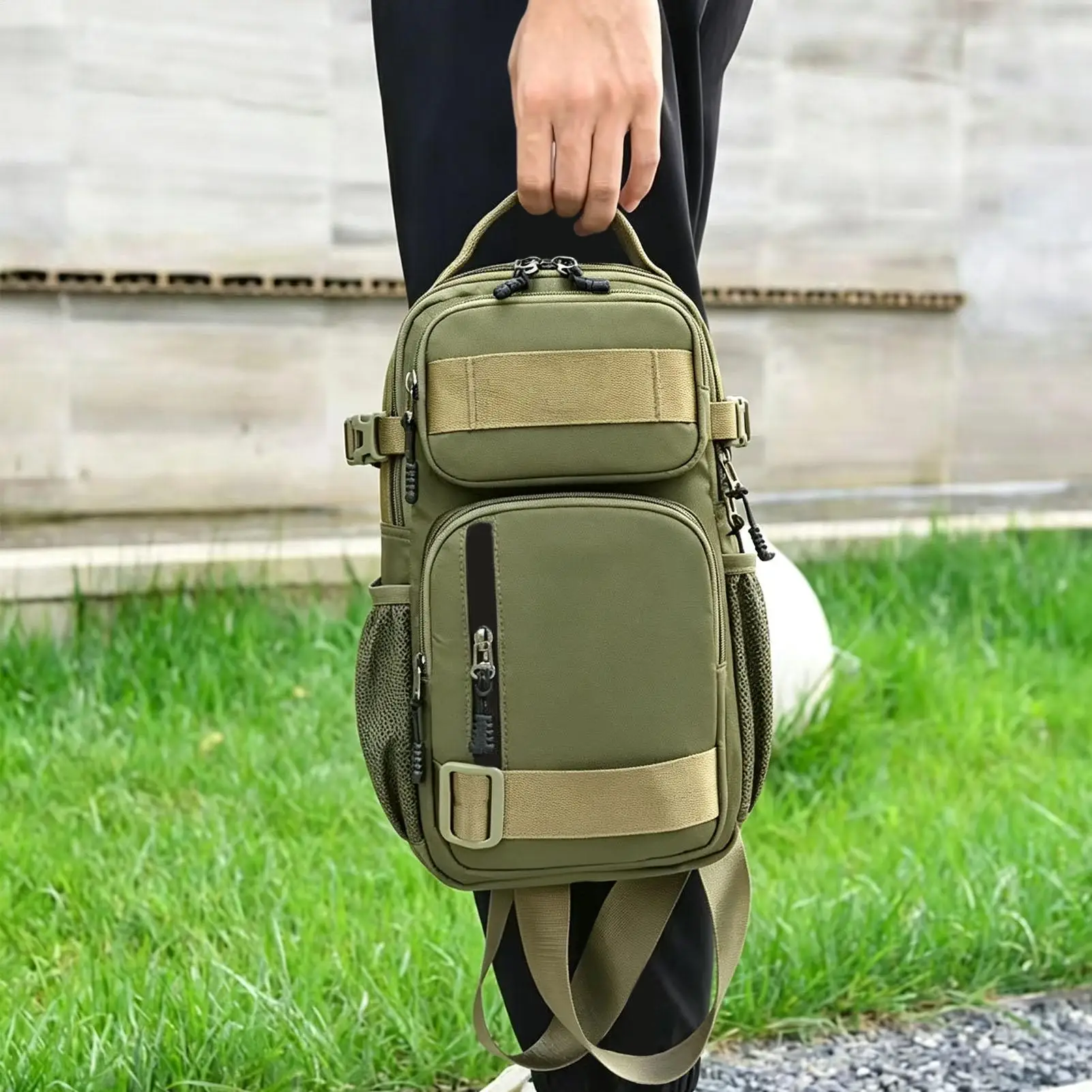 Body Bag For Men Adjustable Lightweight Multi-Pocket Pouch Shoulder Backpack Chest Bags For Commuter Cycling Gym Sports Hiking