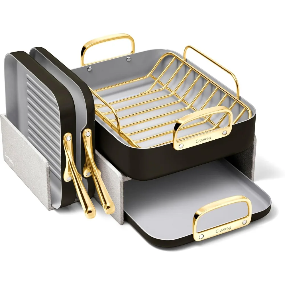 

Square Cookware Set - Square Pans Set - Perfect for Griddling, Toasting, Searing, Roasting, and More - Non-Stick Ceramic Coated