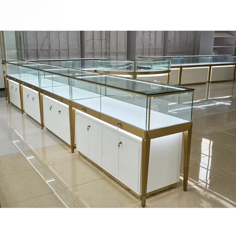 LED Lighting Platinum Jewelry Store Display Cabinet Modern MDF Jewelry Display Cabinet Shopping Mall Display Cabinet