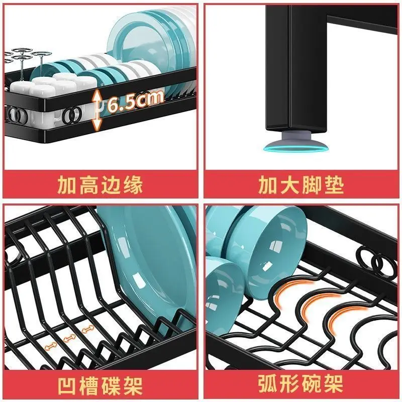 65-95cm Kitchen Sink Dish Drying Rack Over The Sink Dish Drain Rack Utensil Holder Double Sink Kitchen Storage