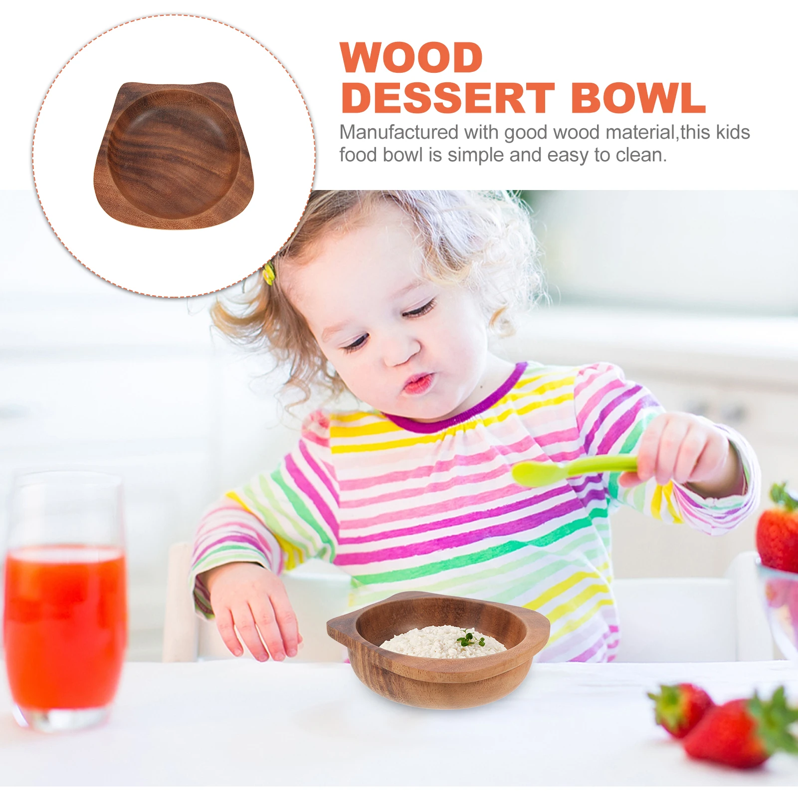 

Kids Bowl Wear-resistant Breakfast Dessert Home Supplies Toddler Wood Reusable Children Food Bowls