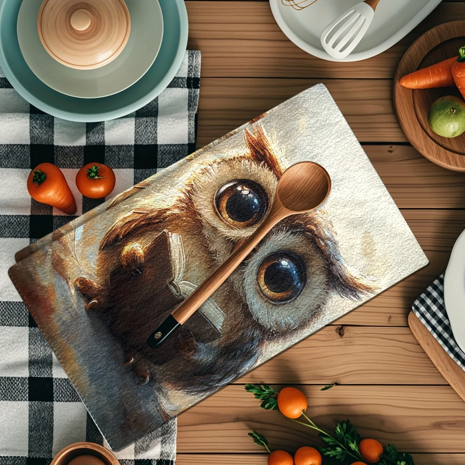 2pcs Charming Owl Plush Kitchen Towels - Soft Microfiber Dish Cloths Absorbent Dish Towels for Fall Decor