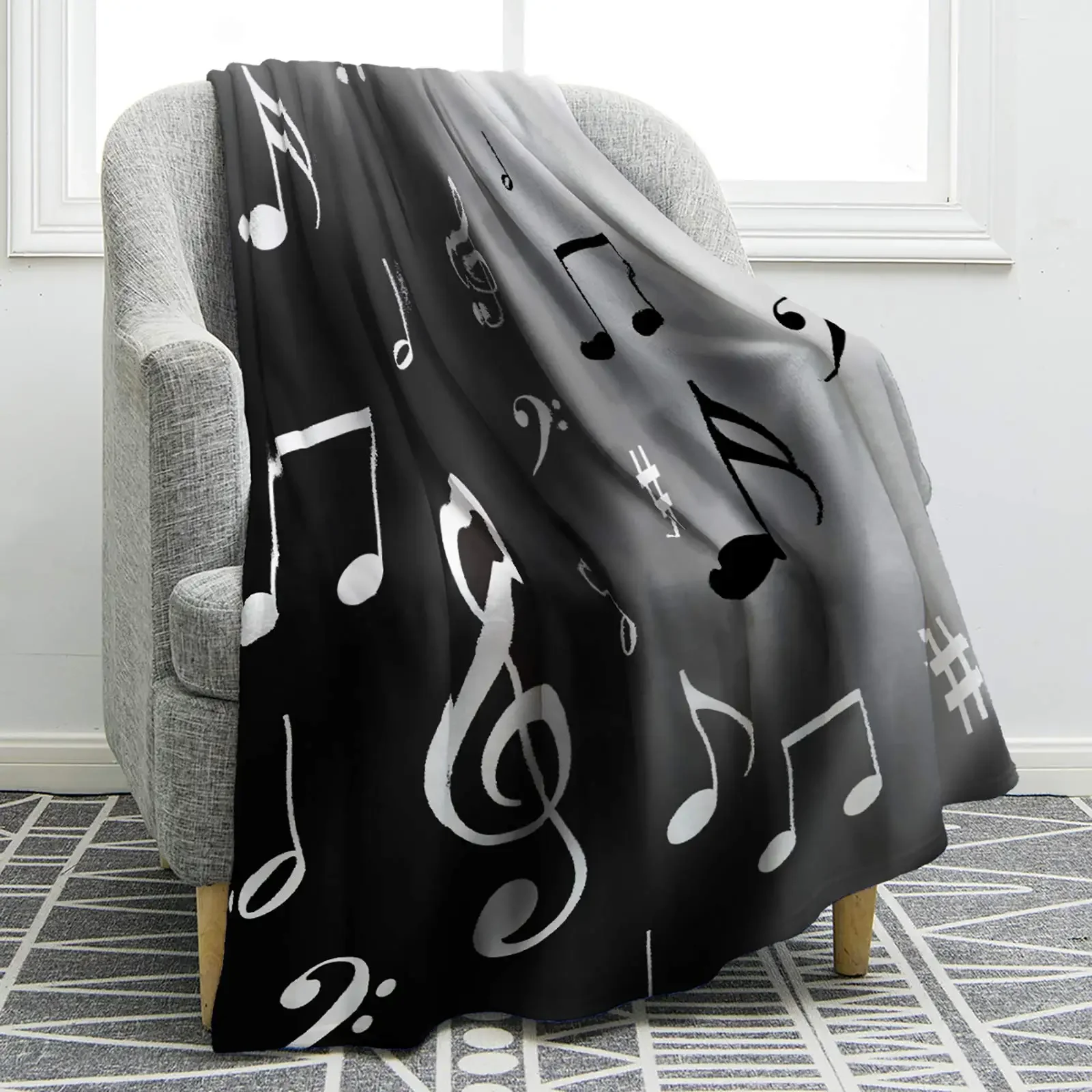 Music Note Gifts Blanket for Women Men, Gifts Throw Blankets for Teacher Adult Kids Girl Boys Music Lovers, Home Festival Decor