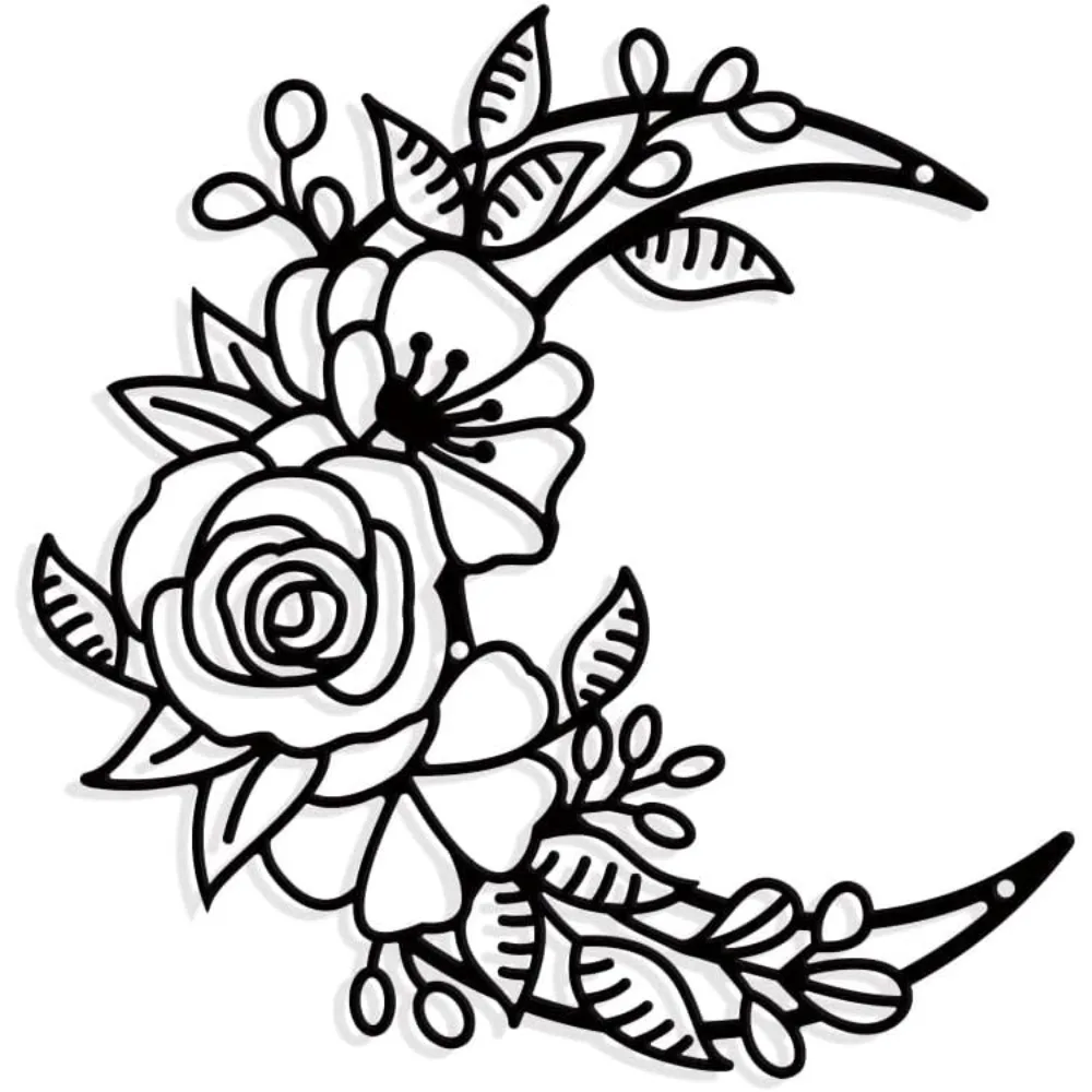 

Line Drawing Flowers Metal Wall Art Decor Matte Style Wall Hanging Decor Silhouette Wall Art for Home Garden Wall Festival