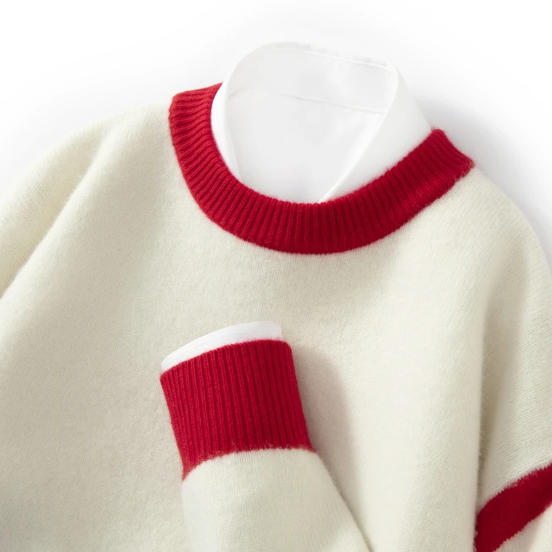 

Осень и зима, новый мужской свитер из 100% чистой шерсти с круглым вырезом, одинаковый по цвету, толстая модная кашемировая вязаная нижняя рубашка