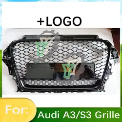 Dla Audi A3/S3 2014 2015 2016 8V przedni zderzak samochodowy kratka środkowy Panel stylizacja górny Grill (zmodyfikuj dla stylu RS3)