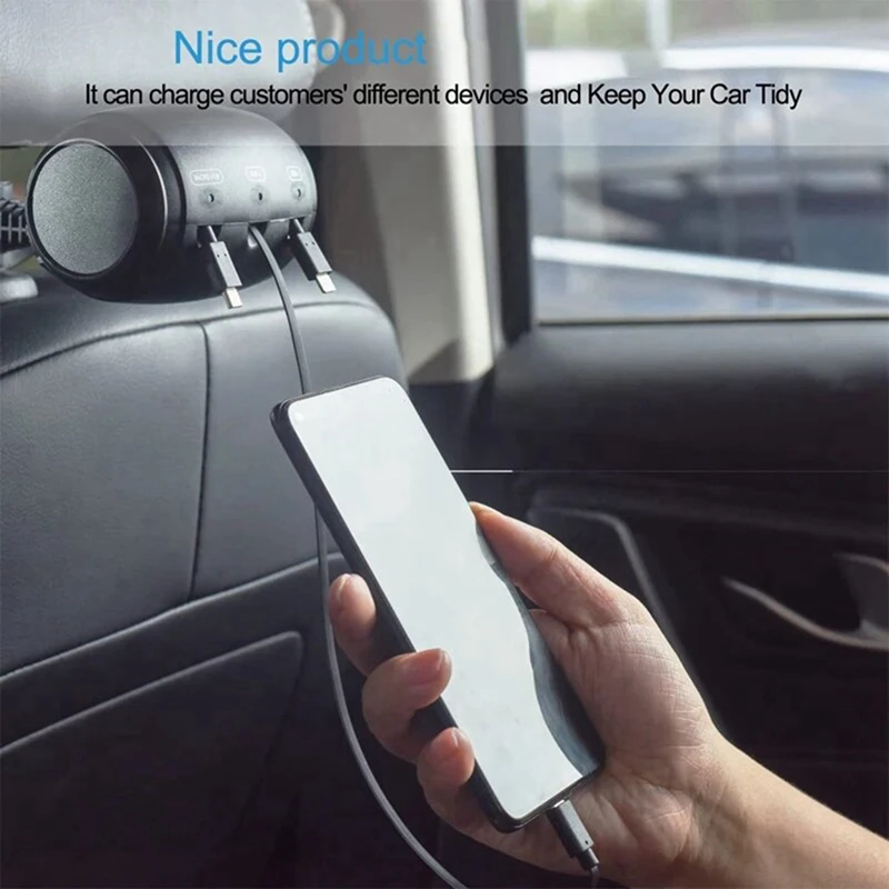 3 In 1 Car Shrinkage Cable Box Charging Cable Box Multi Port Highly Compatible Auto Retract