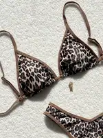 Summer leopard print sexy swimsuit bikini swimsuit set for beach vacation suitable for women 5