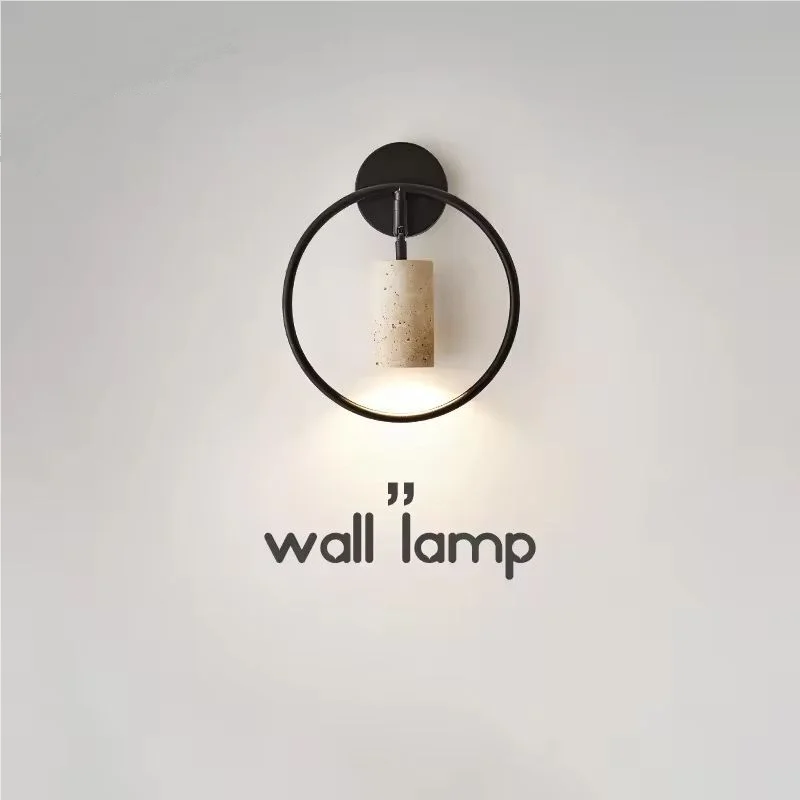

Modern Simple Wabi Sabi Style Yellow Cave Stone Round E27 Wall Lamp for Bedroom Beside Living Room Decoration Rotatable Lights