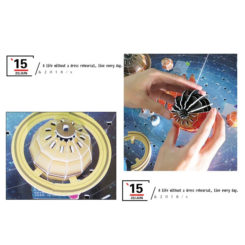 A19Q-146피스 3D 태양계 퍼즐 세트 행성 보드 게임 종이 DIY 직소 퍼즐 학습 및 교육 과학 어린이 생일 선물