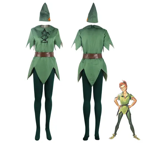 Peter Pan Cosplay Clothing Green Fairy Elf Costume Halloween Stage Performance Costume Suit