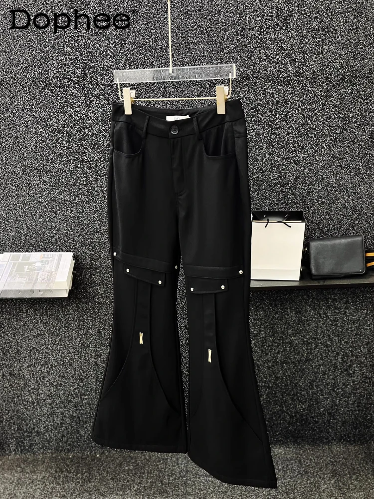 

2025 мужские осенние новые удобные свободные брюки в американском стиле, высококачественные расклешенные брюки с металлическими заклепками, мужские брюки с карманами и украшением