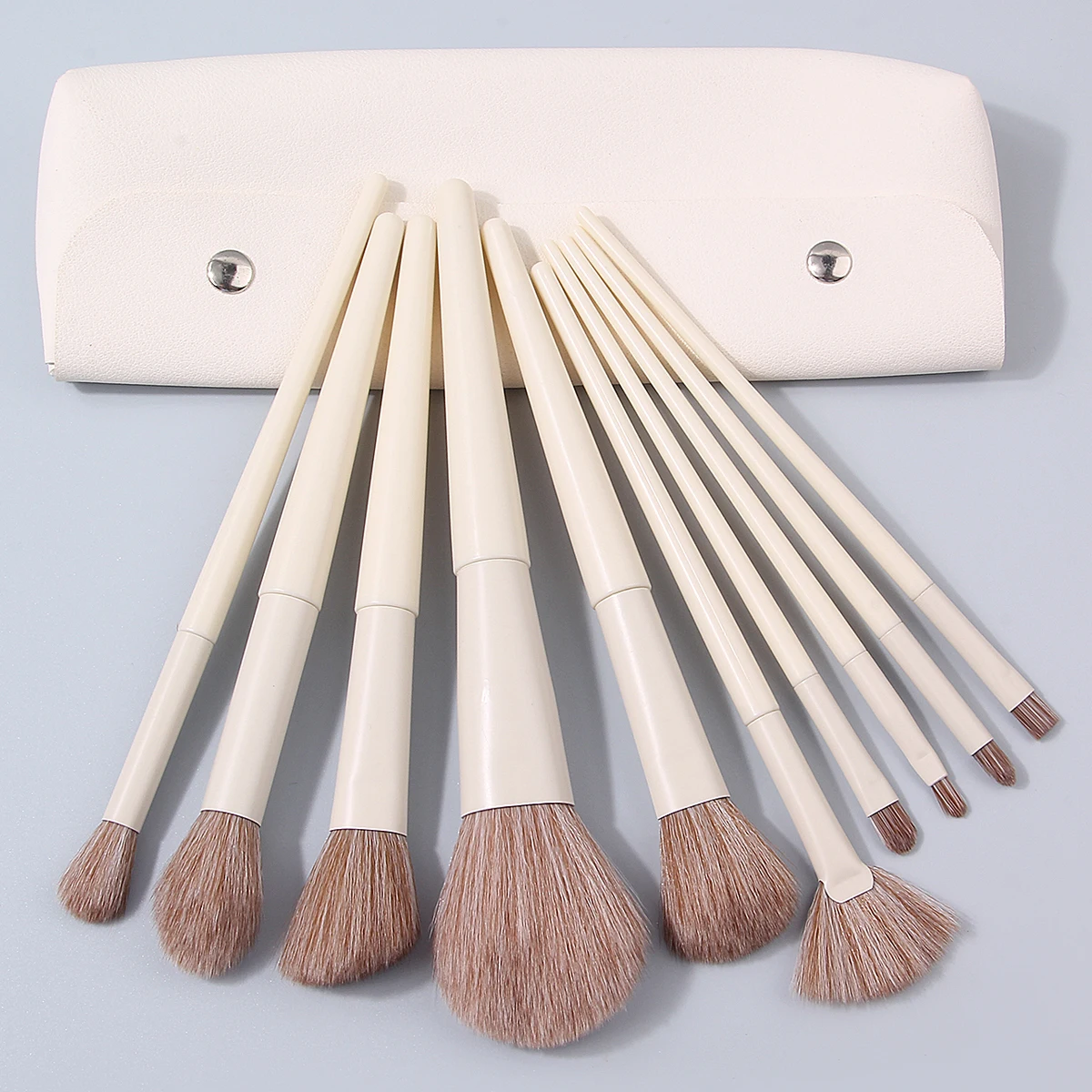 1/10/11 SZT. Przenośny zestaw pędzli do makijażu, pędzel do pudru sypkiego, pędzel do różu, etui na pędzel w kształcie wachlarza, pędzel i torba do przechowywania o dużej pojemności