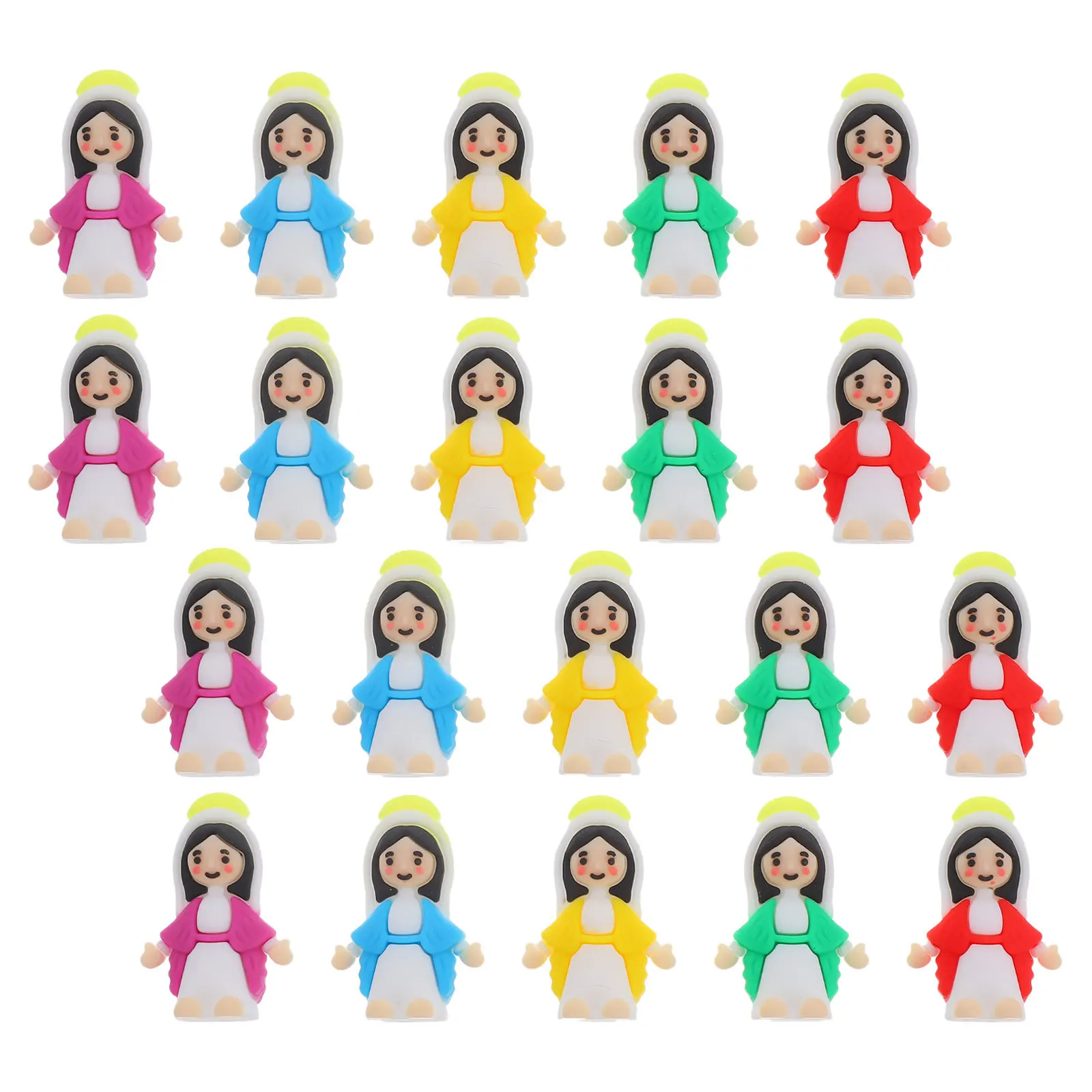 

50Pcs Virgin Mary Home Decor Statues Compact PVC Blessed Mother Figurines for Nativity Scene Easter Celebration Religious Party