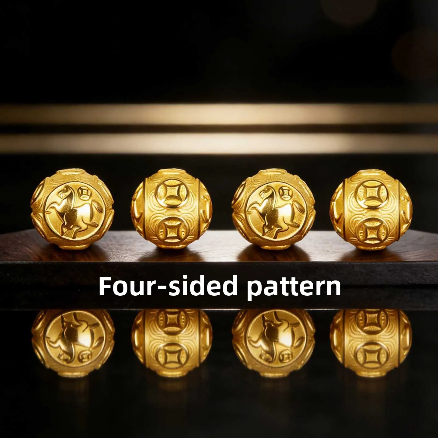 Chinese Style Lucky Gold Plated Horse Coin Pattern Wealth Attracting Spacer Beads 8mm 10mm 12mm Diy Jewelry Making Accessories