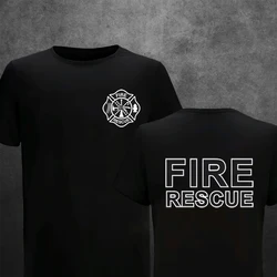 T shirt Man Fire Rescue Firefighter Summer Casual Printing T-Shirt Street Fashion Short-Sleeved Pullover Comfortable O-neck Top