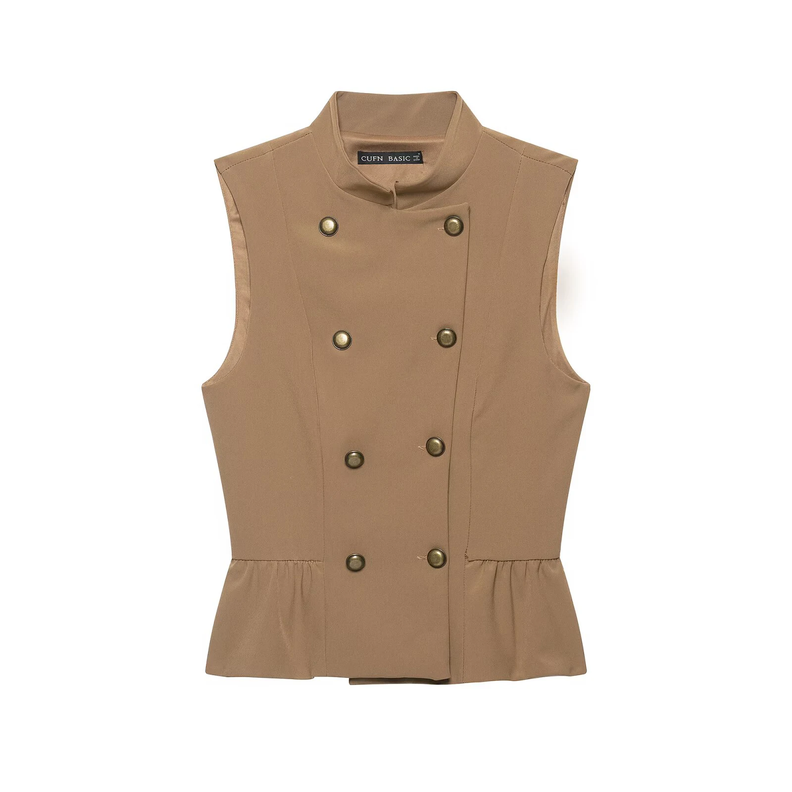 European and American style 2026 women's fashion buckle decoration nine point short skirt hem vest top