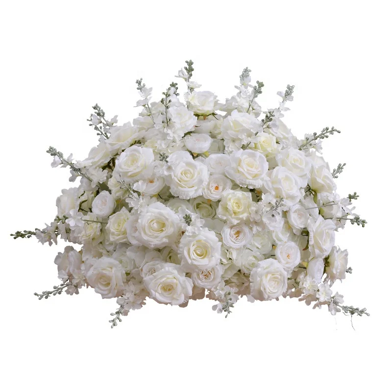 

New white silk rose hydrangea wedding floral ornament for table decoration