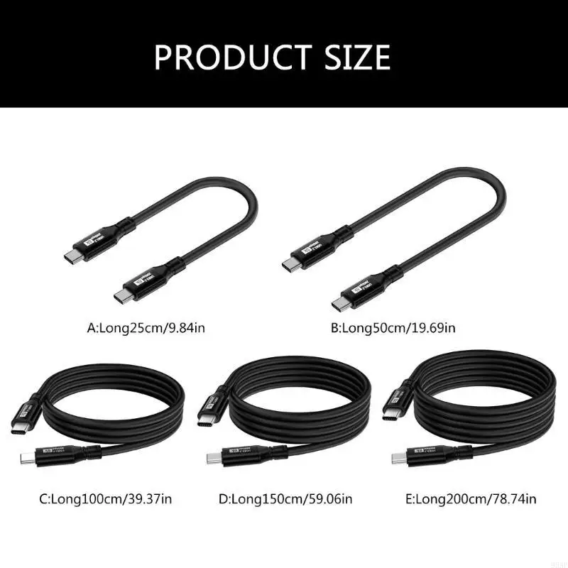95AF USB C إلى USB C شحن كابل 100W فريدة الشحن النوع C نقل بيانات دعم سلك الطاقة للأجهزة اللوحية لوحات المفاتيح