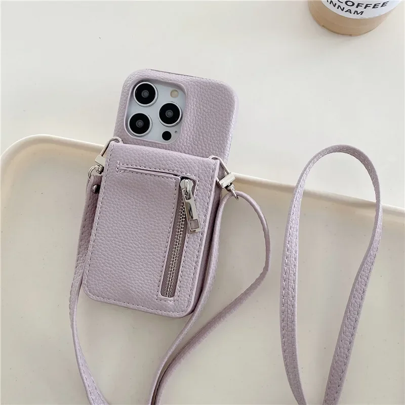 Crossbody Lanyard Phone Case for IPhone 13 12 Mini 15 14 11 Pro Max XS XR 8 7 Plus Wallet with Card Holder Leather Cover