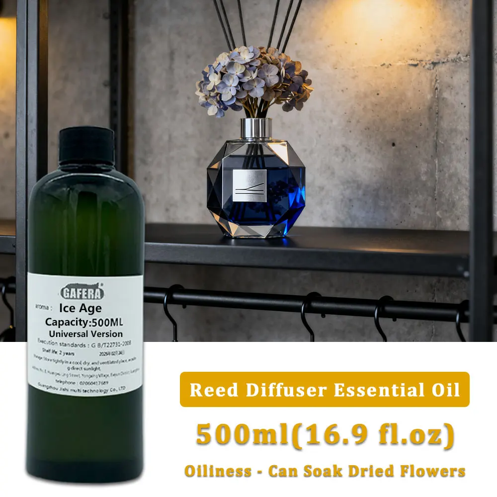 

GAFERA 500ml(16.9 fl.oz) Ice Age/Lemon Essential Oils - For Reed Diffuser & Flameless Aromatherapy, Diffuser Replenish Aroma Oil