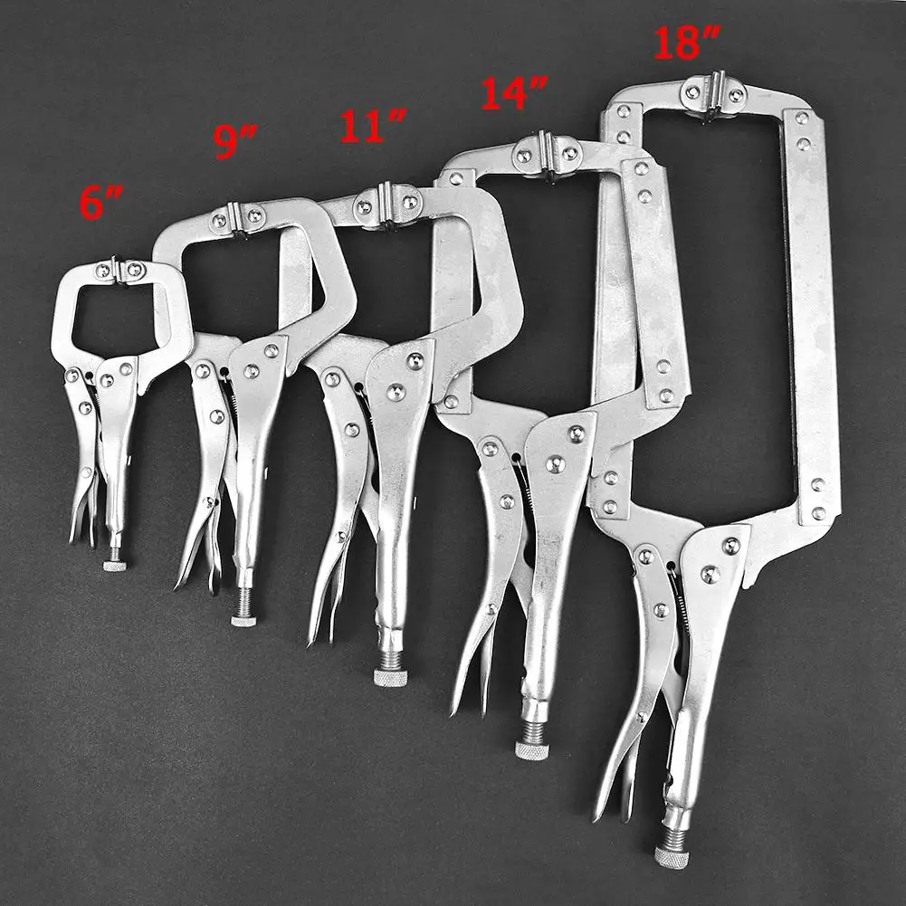 Woodwork Fix Plier Pincer C Clamp weld Clip Tong Grip Tenon Locator Wood Work Alloy Swivel Pad Steel Hand tool Vise Lock Jaw