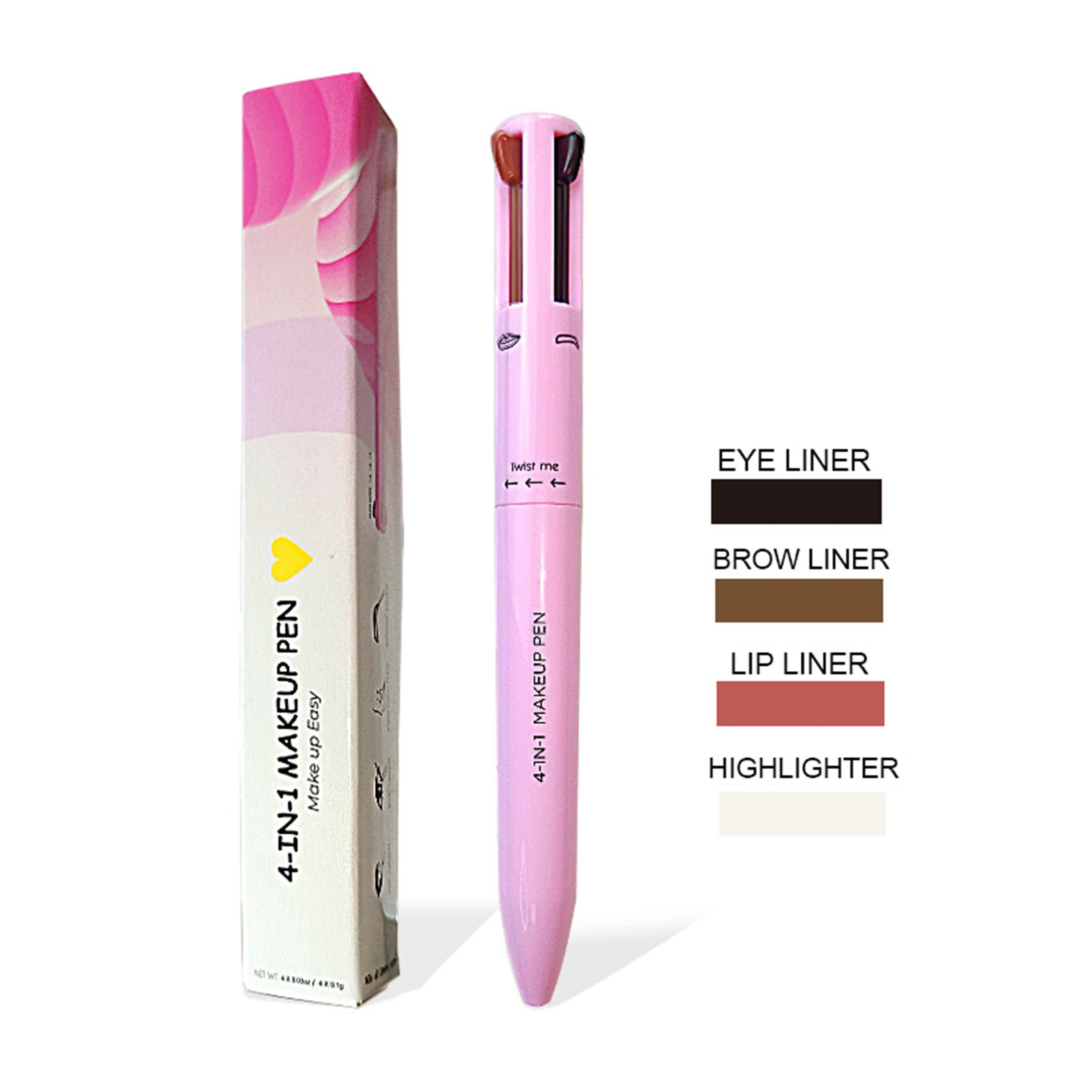 4-in-1-Make-up-Stift, Eyeliner, Lipliner, Textmarker, langlebiges Augen-Make-up, Beauty-Tool für Gesichtskosmetik-Zubehör