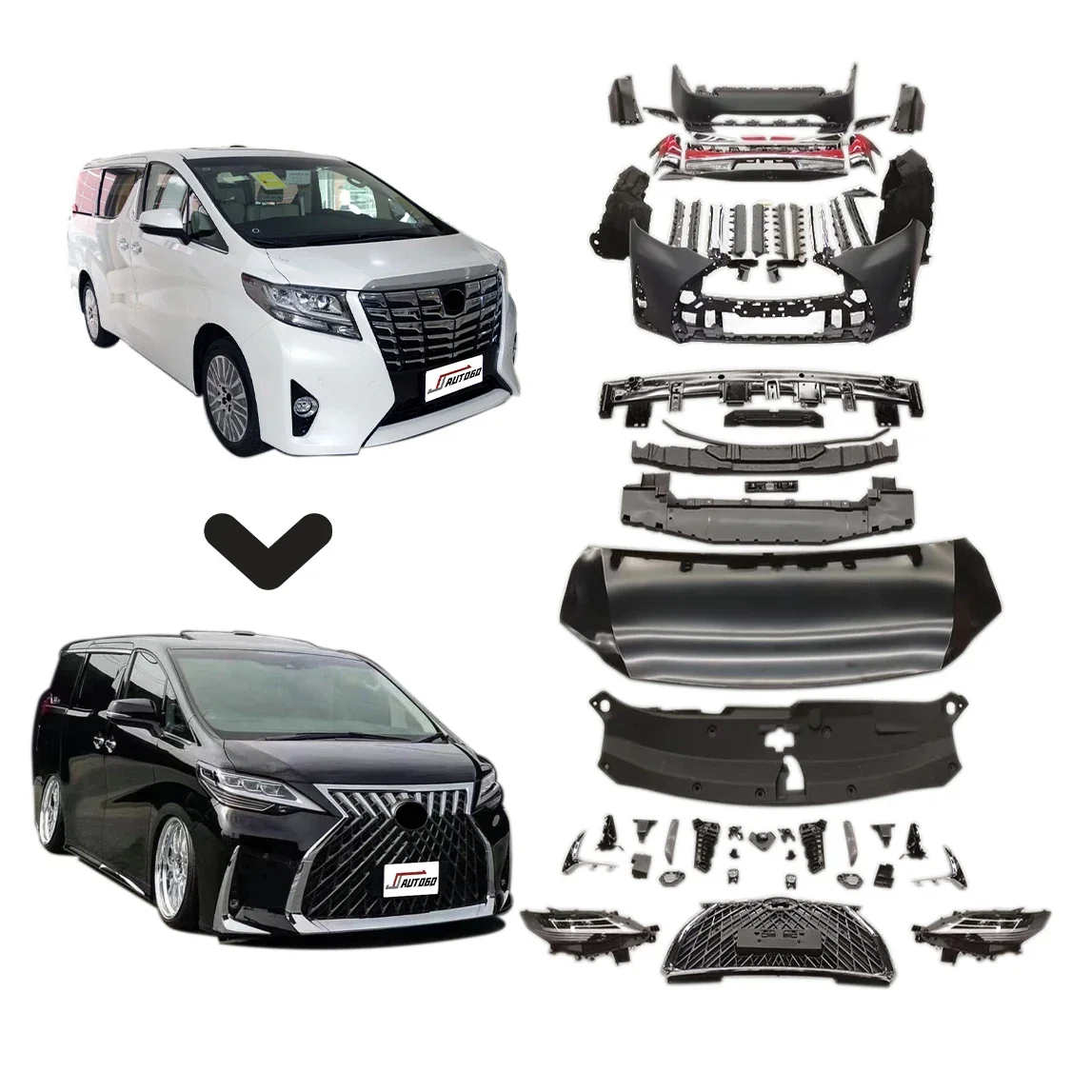 2022 New Design Body Kit For Toyota Alphard/Vellfire 15-22 Update to Lexus LM Style PP+ABS Material Bumper assembly